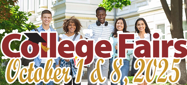  fall college fairs planned students standing and smiling
